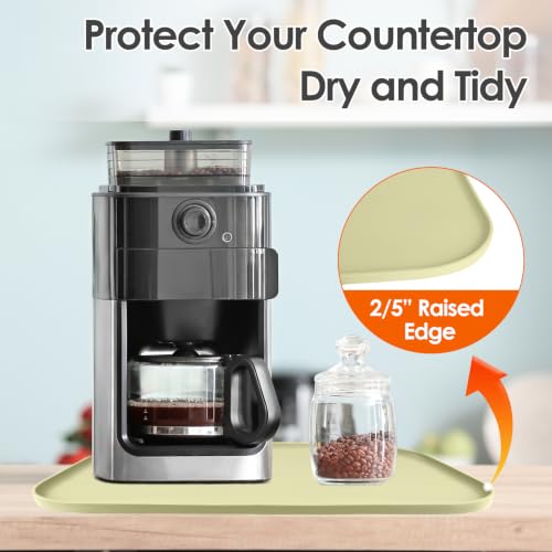 Silicone Coffee Maker Mat with Lip for Countertops (Sage Green / 24'' x 16'')