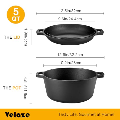 Cast Iron Dutch Oven with Skillet Lid (5QT)