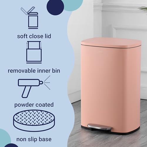Connor 2 Piece Iron Trash Can (Flamingo Pink)