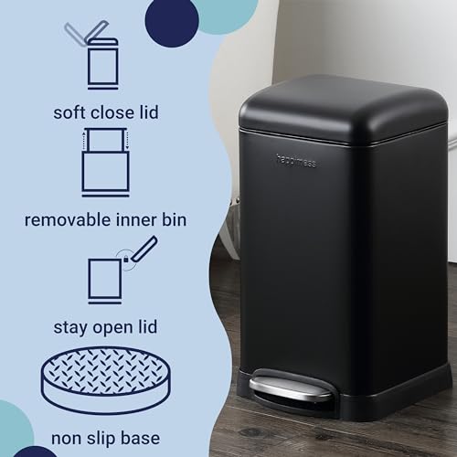 Betty Retro Mini 3.2 Gal Step Trash Can (Black)