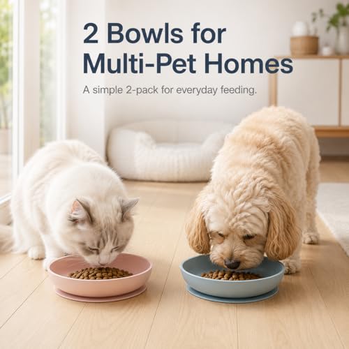 2 Pack Silicone Cat Bowls (SiliconeBowl-PinkBlueset)