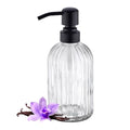 16Oz Bathroom Glass Soap Dispenser with Black Rust Proof Pump (Matte Black +Clear / 1-Pack)
