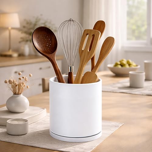 360° Rotating Kitchen Utensil Holder (White / 7.2")