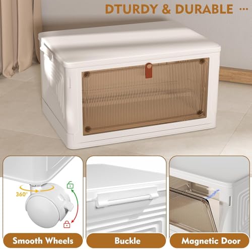 4 Tier Plastic Storage Bins with Lid 23QT (White / 4-Tier 23QT)