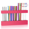 9.5” Large Acrylic Straw Holder for Cabinet Door (Large / Hot Pink)