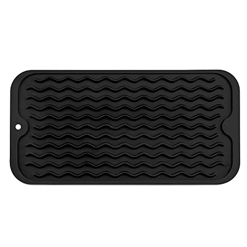 Silicone Dish Drying Mat for Multiple Usage (Black / 12"L x 6"W)