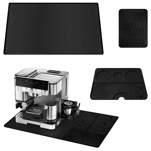 3-in-1 Silicone Coffee Maker Mat for Ninja Luxe Espresso Coffee Machine ES601/ES701 with Convex Edge, Large Anti-Slip Heat-Resistant Bar Mat