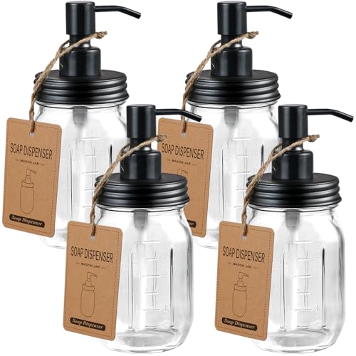 Mason Jar Liquid Soap Dispenser (Black / 4 Pack)