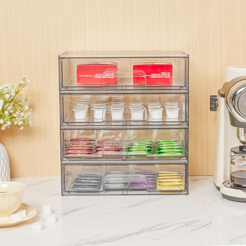 12.1''W Clear Stackable Storage Drawers (Wide-3pack-Clear)