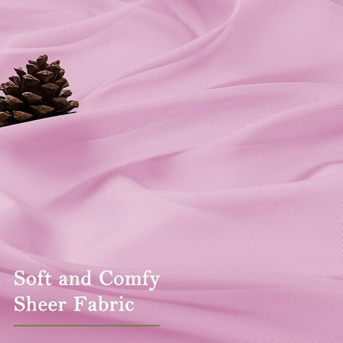 Light Pink Sheer Curtains 63 Inch Length 2 Pcs (Light Pink / 59"W x 63"L (Pack of 2))