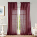Sheer Curtains 2 Panels Set for Bedroom Living Room (Burgundy Wine / 59"W x 96"L (Pack of 2))