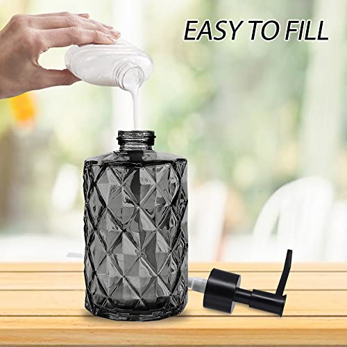 11oz Glass Soap Dispenser with Plastic Pump (Diamond Black & Diamond Clear)