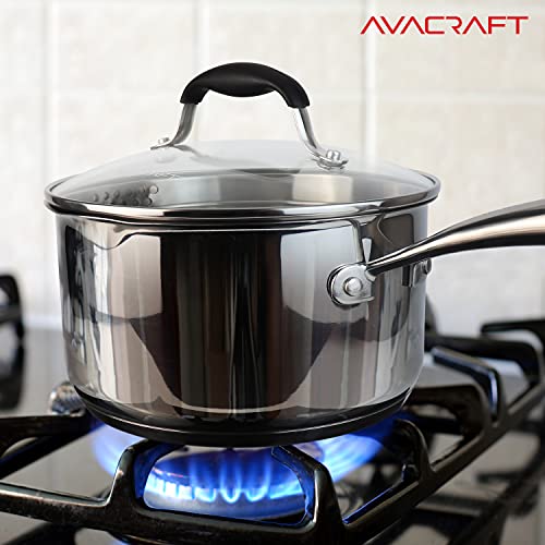 3.5 Quart Stainless Steel Saucepan with Glass Strainer Lid (3.5 Quarts)