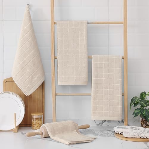 100% Cotton Terry Kitchen Towels (Beige / 13 X 28 - 8 Pack)
