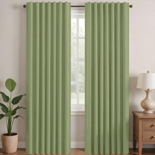 Blackout Curtains for Bedroom (Sage / 70"W x 95"L (Pack of 2))