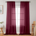 Burgundy Sheer Curtains for Bedroom Living Room 96 Inches Long 2 Panels (Burgundy / 42"W x 96"L (Pack of 2))