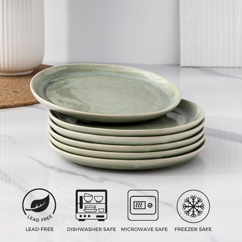 Ceramic Plates Set of 6 (Olive Green / 8.5 Inch)
