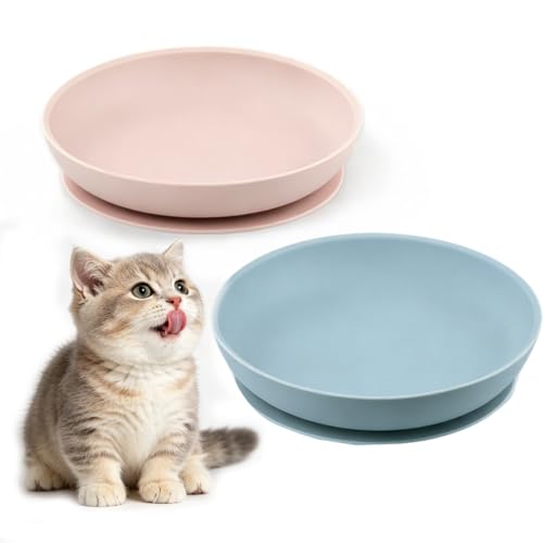 2 Pack Silicone Cat Bowls (SiliconeBowl-PinkBlueset)