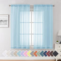 2 Pack Basic Sky Blue Sheer Curtain Drapes 63 Inch Length 2 Panels for Living Room (40"W x 63"L (Pack of 2) / Sky Blue)