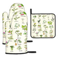 Cute Herbs Botanic Garden Plants Oven Mitts and Pot Holders Sets Heat Resistant for Kitchen BBQ Microwave Baking Grilling Cooks Set of 3 Kitchen Oven Glove (Cute Herbs)