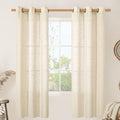 Linen Semi Sheer Curtains 72 Inches Long for Bedroom 2 Panels (34"W x 72"L (Pack of 2) / Beige)