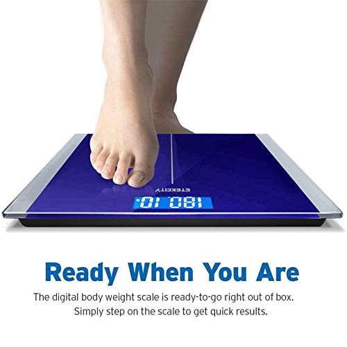 Digital Electric Bathroom Scale for Body Weight (Blue / 11.8 x 11.8 inches)