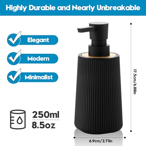 Small Soap Dispenser for Bathroom and Kitchen Bamboo Decor Black (Bamboo Black)