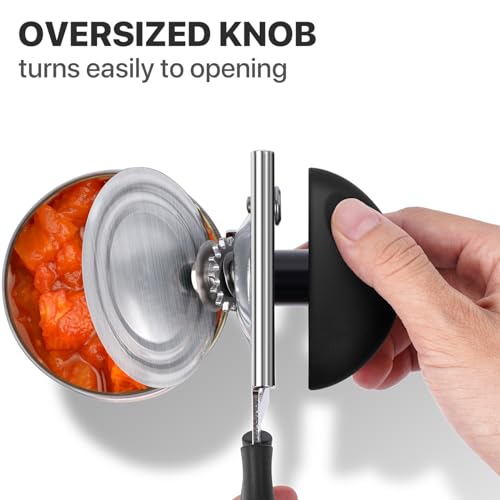 Heavy Duty Hand Can Opener with Comfortable Grip for Seniors (Black)