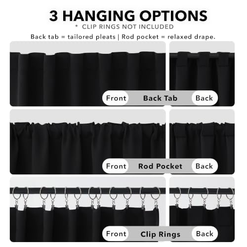 Blackout Curtains for Bedroom (Black / 52"W x 54"L (Pack of 2))