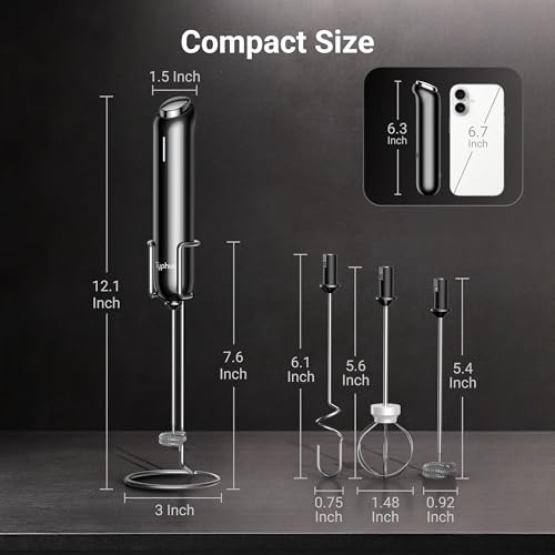 InstaWhisk Milk Frother with Variable Speed (Black / Rechargeable)
