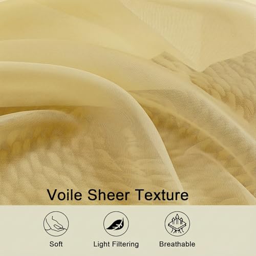 Sheer Curtains 84 Inches Long 2 Panels Set for Bedroom Living Room (Yellow / 42"W x 84"L (Pack of 2))