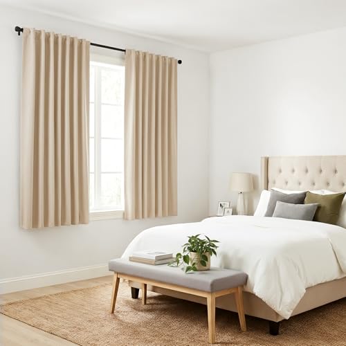 Blackout Curtains for Bathroom (Biscotti Beige / 34"W x 45"L (Pack of 2))