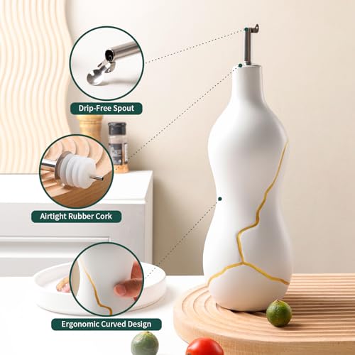 Ceramic Olive Oil Dispenser Bottle (White)