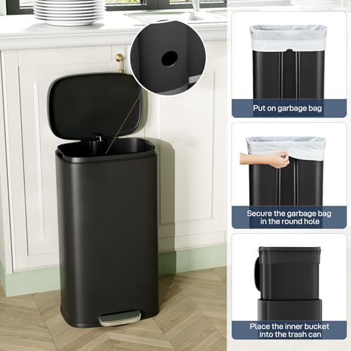 8 Gallon Step Kitchen Trash Can (30L / Black)