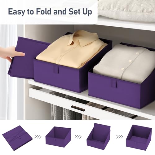 Closet Storage Bins 8 Pack (Purple / 8 Bins 11.4"x11.4"x7.8")