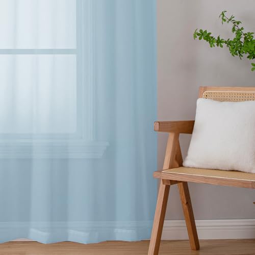 Sky Blue Sheer Valances for Windows (Sky Blue / 42"W x 16"L (Pack of 2))