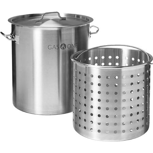 GasOne Stainless Steel Stockpot with Basket (53 Quarts)