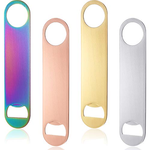 4 Pcs Heavy Duty Stainless Steel Flat Bottle Opener Bartender 7 Inch