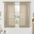 Camel Linen Curtains 48 Inches Long for Short Bedroom (Camel / 42"W x 48"L (Pack of 2))