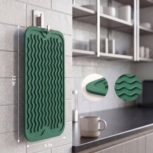 Silicone Dish Drying Mat for Multiple Usage (Green / 12"L x 6"W)