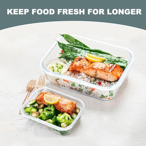 10 Pack Glass Food Storage Containers with Lids (Gray / 10-Pack)