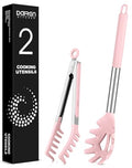 Silicone Spaghetti Spoon and Pasta Tong (Pink)