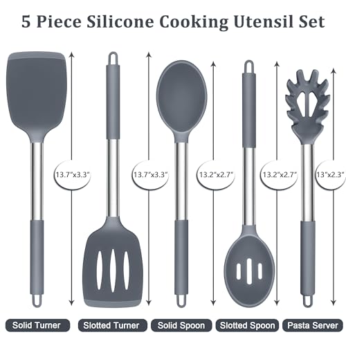 Silicone Cooking Utensils Set (Light Grey)
