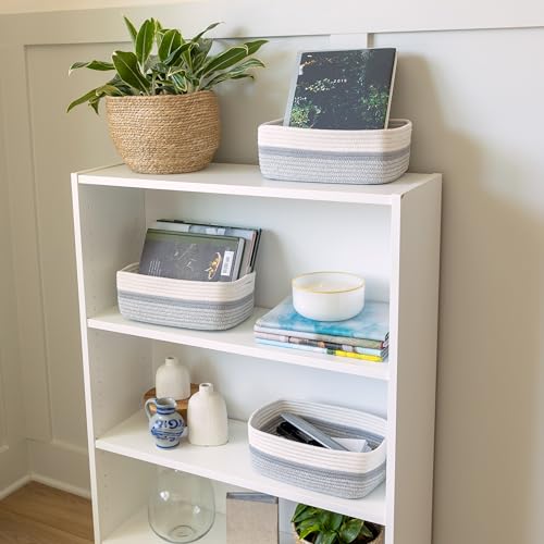 11.8"x8"x4.5” Storage Baskets for Shelves 3 Pack (Off White & Gray & Mixed Gray / 11.8" x 8" x 4.5")