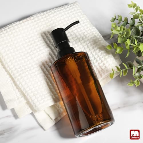 Amber Glass Soap Dispenser (Amber Bottle + Black Pump / 1 Pack - 12oz)