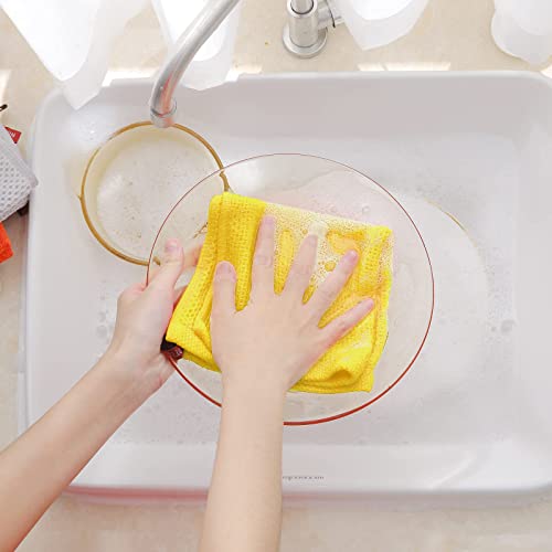 100% Cotton Waffle Weave Kitchen Dish Cloths 8 (Yellow / 12 X 12 - 8 Pack)