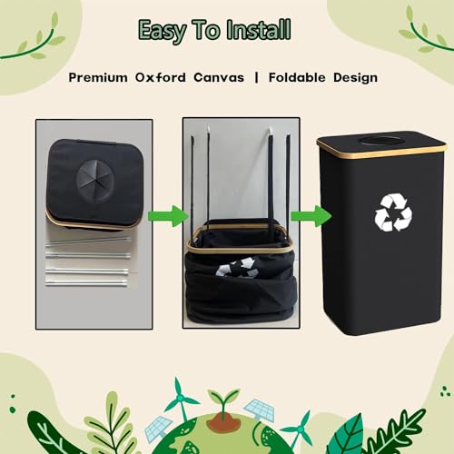 Recycling Bin for Kitchen Indoor Home (Black-26Gallon)