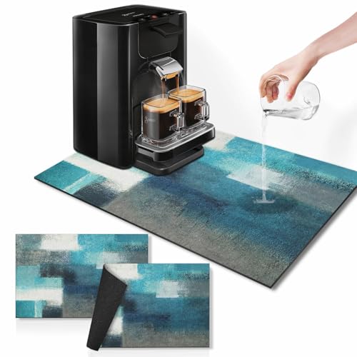 Coffee Mat for Countertops (Teal White Grey)