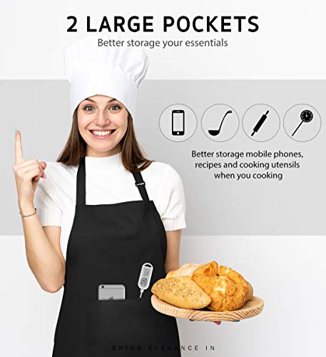 12 Pack Apron with 2 Pockets Aprons for Men Women (Black)