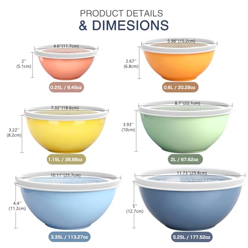 Plastic Mixing Bowls with Lids Set for Kitchen (Light Blue)